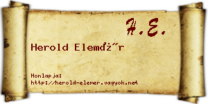 Herold Elemér névjegykártya